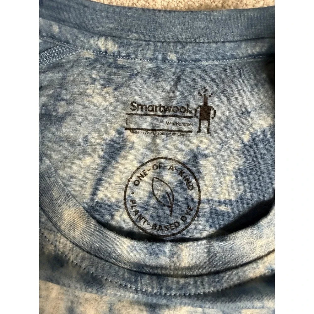 SmartWool Merino Plant Dye Base Layer Mens L Blue Tie-Dye Long Sleeve